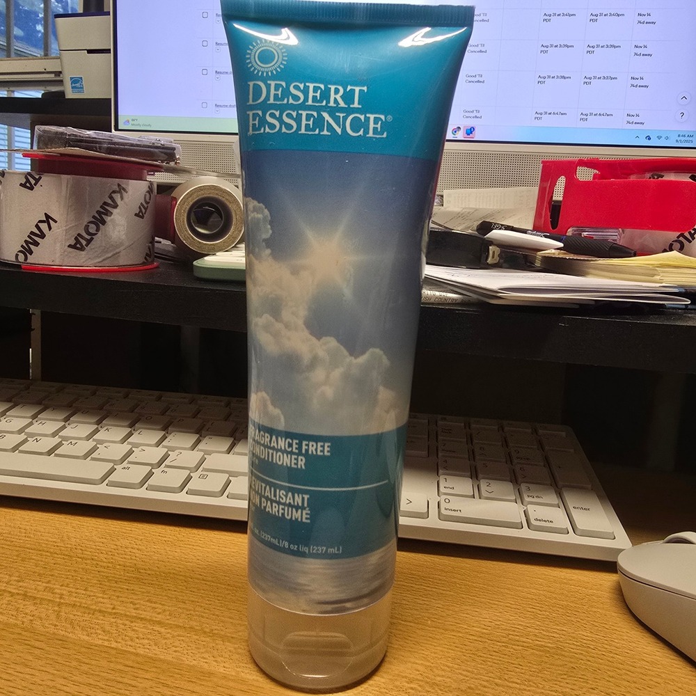 Desert Essence Fragrance Free Conditioner 8oz Vegan Gluten Free Sensitive Scalp